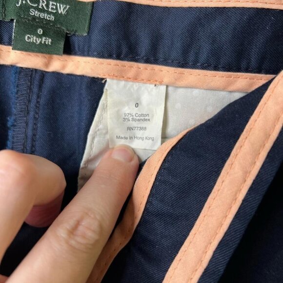 J Crew Womens Size 0 City Fit Capri Pants Navy Blue Stretch Canvas Flat Front - Picture 7 of 10
